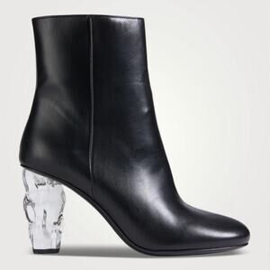 FRAME Le Luz Acrylic Clear Heel Black Leather Ankle Boots Sz 40
